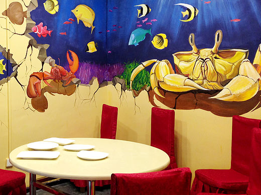 环境艺术的融合-主题包间（手抓龙虾店）-墙绘壁画