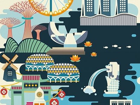 Singapore Impression 新加坡印象 图案插画海报