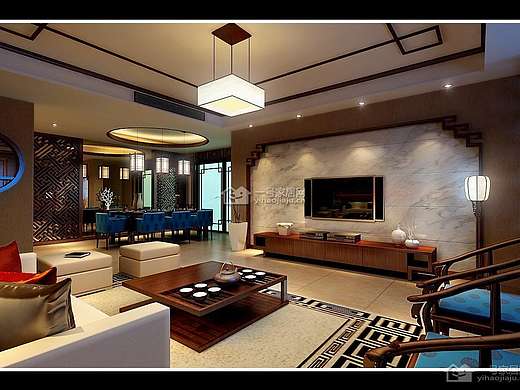 乌江怡苑.新中式170平米二房二厅装修案例