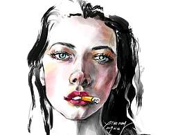插畫：抽煙的女人