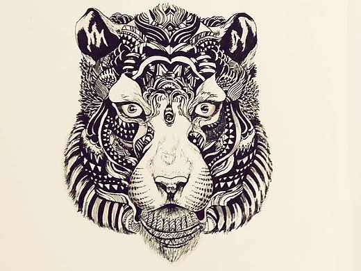 手绘黑白装饰画