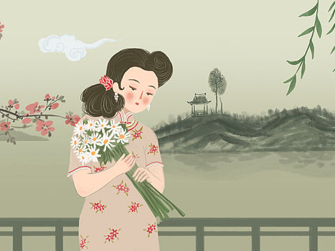 旗袍女子（個(gè)人主頁(yè)-ZMjkyMDk5MDQ=） - 商業(yè)插畫(huà) - 站酷設(shè)計(jì)師馮馮是娉原創(chuàng)素材 - 站酷ZCOOL