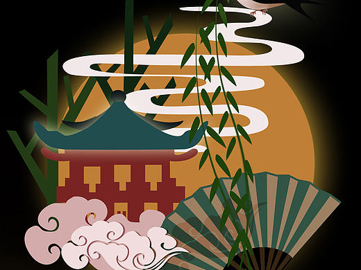 中国风扁平插画