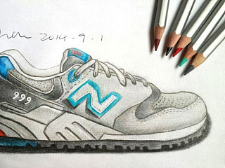 彩铅插画—NewBalance（个人主页-ZNTA3NzM5Ng==） - 绘画 - 站酷设计师猪头shan原创素材 - 站酷ZCOOL