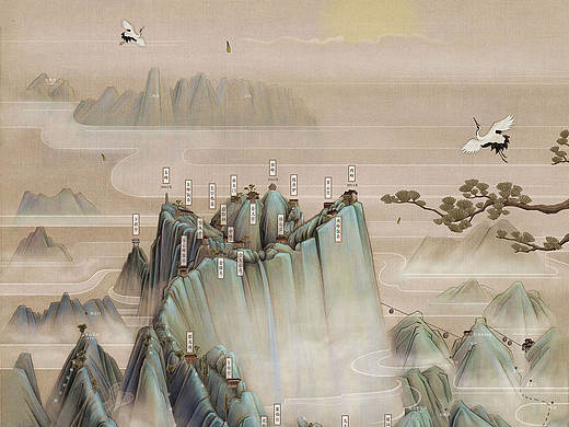 华山中国风手绘地图
