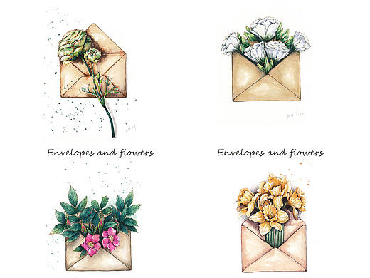《信封与花》系列（个人主页-ZMTg3NjIyNDg=） - 创作习作 - 站酷设计师花花酱O原创素材 - 站酷ZCOOL