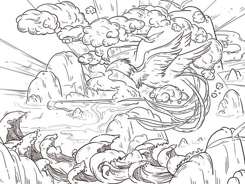 山海经精卫填海（个人主页-ZMjUzODQ1NTY=） - 商业插画 - 站酷设计师Evelyn小鱼原创素材 - 站酷ZCOOL