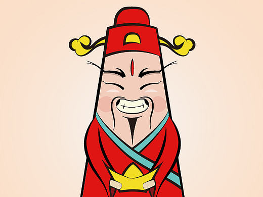 临摹-财神爷-红黄喜庆搭，厉害了~~~