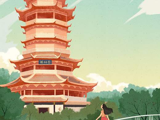 厦门旅游明信片插画