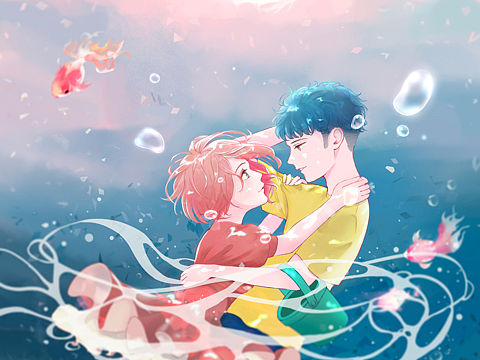 長大后的波妞和宗介（個人主頁-ZMzY3MzE3OTY=） - 藝術(shù)插畫 - 站酷設(shè)計師蛋內(nèi)個蛋原創(chuàng)素材 - 站酷ZCOOL