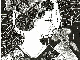 针管笔手绘    浮世绘风