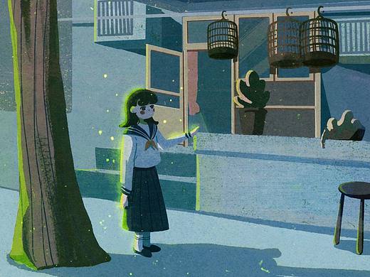 色彩插画练习|老房子和jk女孩