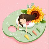 对镜贴花黄先生的头像
