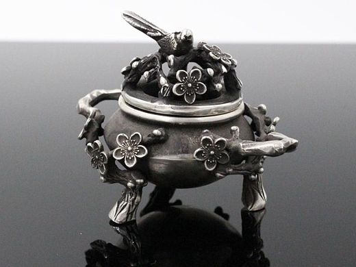 纯银手造手掌梅花香炉
