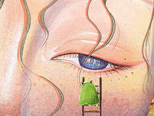 她的眼睛闪亮如灯火