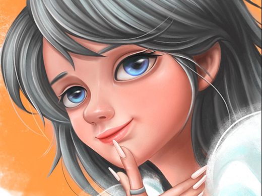 厚涂一张甜度爆表的大眼萌妹插画-游戏原画30123天前古风头像插画