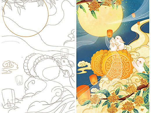 中秋佳节｜国潮原创插画｜节日插画