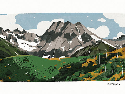 插画|远处的雪山