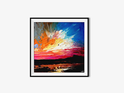 油画《夕阳》