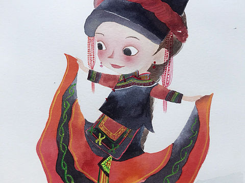 手绘少数民族—彝族