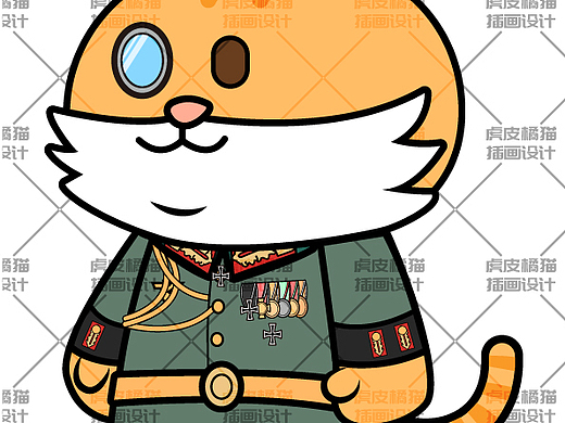 橘猫军装(二战主题)插画