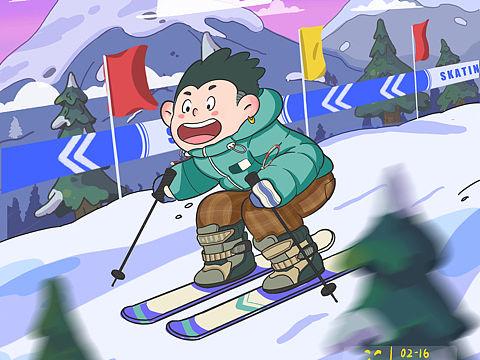 摔得很惨的滑雪（个人主页-ZNTA3MzU0NDA=） - 儿童插画 - 站酷设计师欧吉ouji原创素材 - 站酷ZCOOL