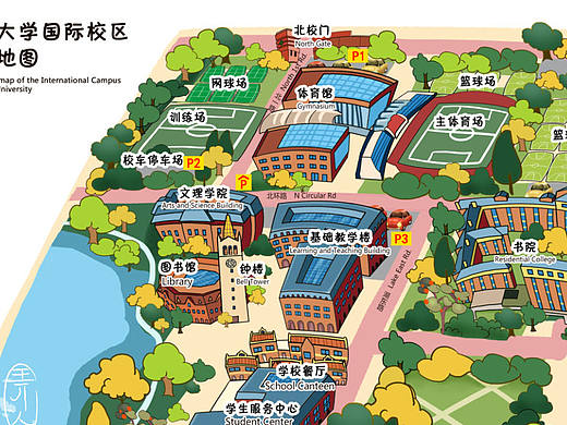 校园手绘地图