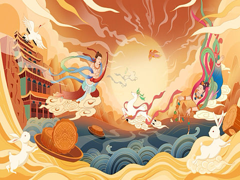 敦煌飛天（個(gè)人主頁-ZNjE1MzQ0NjA=） - 商業(yè)插畫 - 站酷設(shè)計(jì)師泛中流原創(chuàng)素材 - 站酷ZCOOL