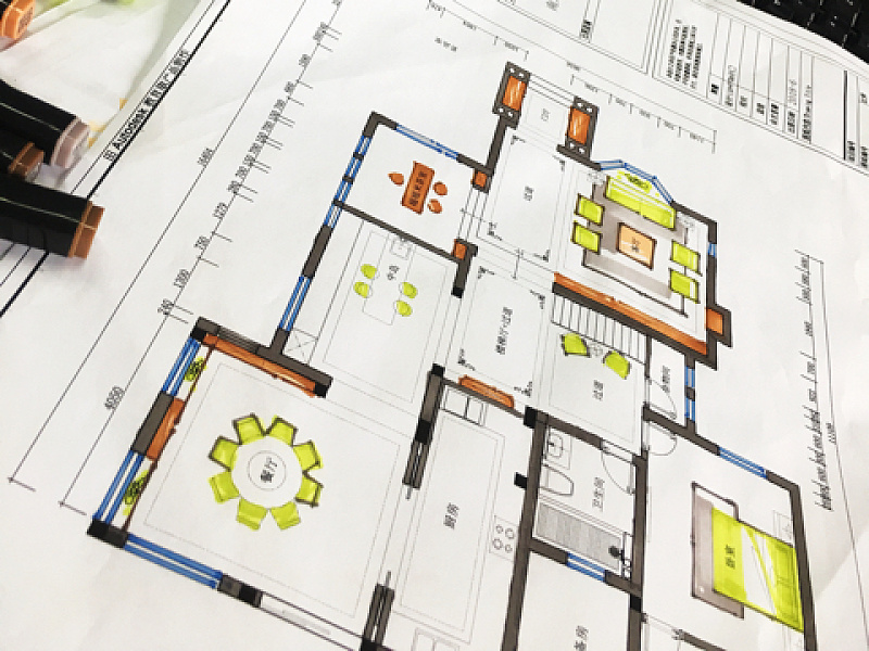 马克笔手绘客餐厅效果图