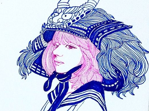 圆珠笔画-日本少女