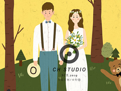 婚礼💒插画请柬