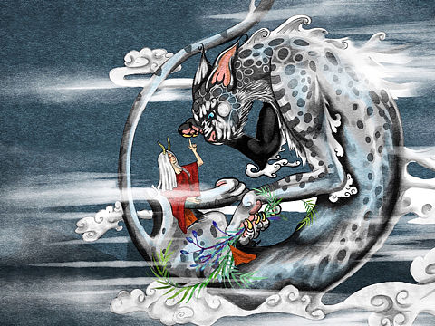 楚辭-九歌中的山鬼（個人主頁-ZNDkxNzAzMDA=） - 繪本 - 站酷設(shè)計師畫手王攸原創(chuàng)素材 - 站酷ZCOOL