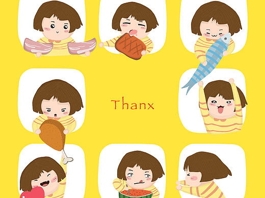 吃货九宫格插画