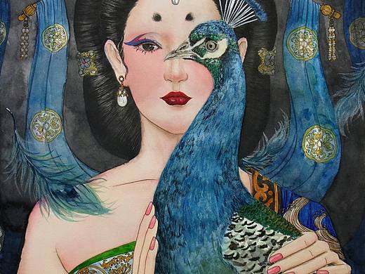 孔雀仕女