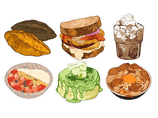 近来的原创美食插画