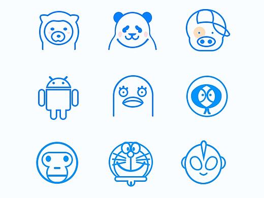 9款可爱的动物形象图标，高清psd分层