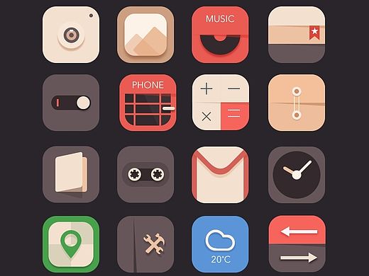 扁平风格手机图标