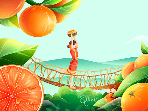 水果包装插画（柑橙）