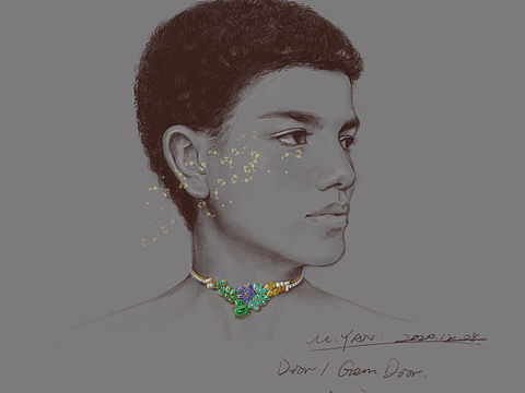 珠宝手绘人物插画