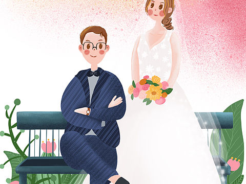 婚纱插画（个人主页-ZMzg2NzYzNTY=） - 创作习作 - 站酷设计师黄小黄手绘原创素材 - 站酷ZCOOL