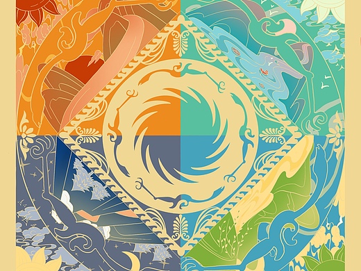 文物-太阳神鸟金箔插画设计