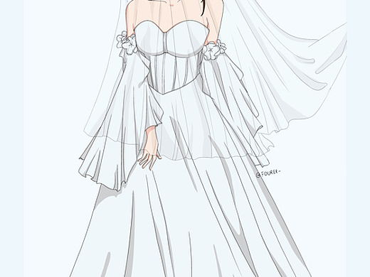 原创 手绘 毛利兰婚纱