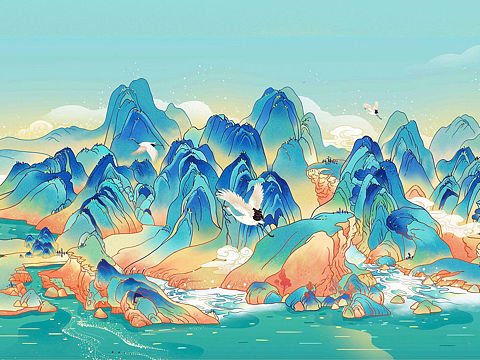 千里江山插画