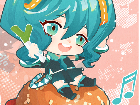 【初音未来】初音家族Q版 美食立绘