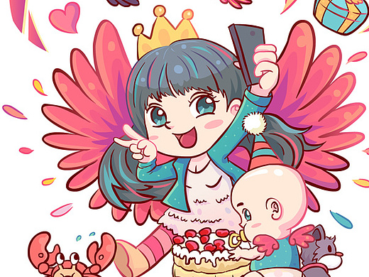 给姐姐的生日贺图插画-艺术插画31675926年前一次运营活动创作过程