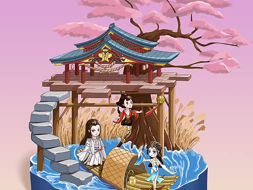 一梦江湖场景摆件和包装设计