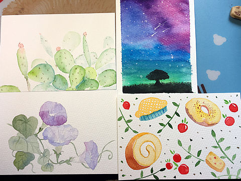 上周简单的水彩小作练习（个人主页-ZMjYzNzI1MjQ=） - 创作习作 - 站酷设计师小恰子原创素材 - 站酷ZCOOL