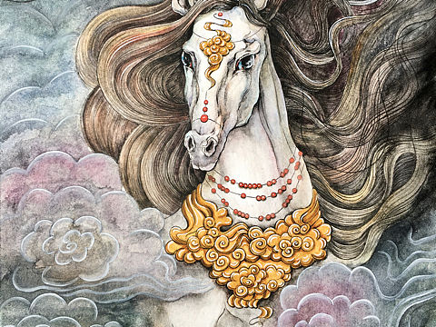 原创水彩插画～神马
