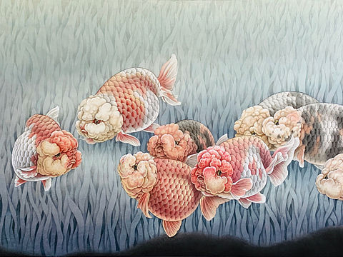 工笔兰寿金鱼