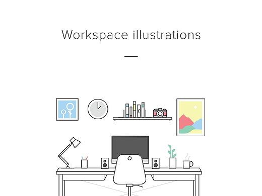 #临摹练习#设计师的桌面|工作空间|插画| Workspace Illustration Kit